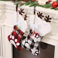 thumbnail image 3 of Pet Dog Christmas Stockings Set of 2, Buffalo Plaid Christmas Stockings Large Bone Shape Hanging Pets Stockings for Dogs Christmas Decorations, 3 of 6
