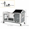 thumbnail image 2 of Grey Rabbit Hutch with Wheels & Ramp - Indoor/Outdoor Small Pet House for Rabbits & Guinea Pigs - 42.5” L x 22.8” W x 28.9” H, 2 of 7