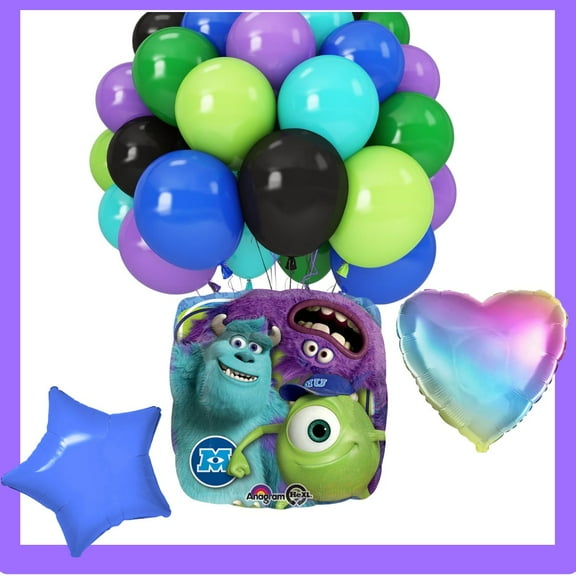 Monster University Balloons Bouquet - 21-Piece Set (Latex, Square & Mylar Balloons)