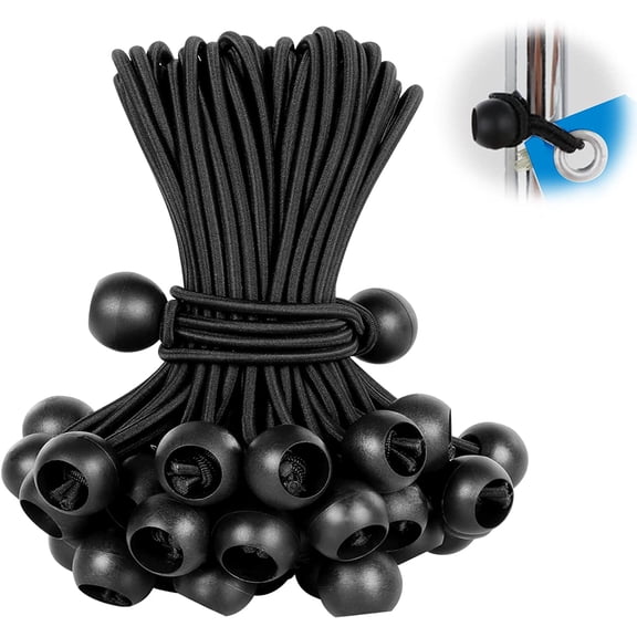 Bungee Cords with Balls 12 Inch,50 PCS Bungie Cord Balls Heavy Duty Tie Down Cord for Camping, Shelter ,Cargo,Holding Wires,Tent Poles with UV Resistant