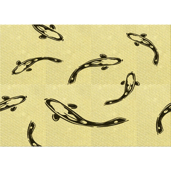 Ahgly Company Machine Washable Indoor Rectangle Transitional Sun Yellow Area Rugs, 5' x 7'