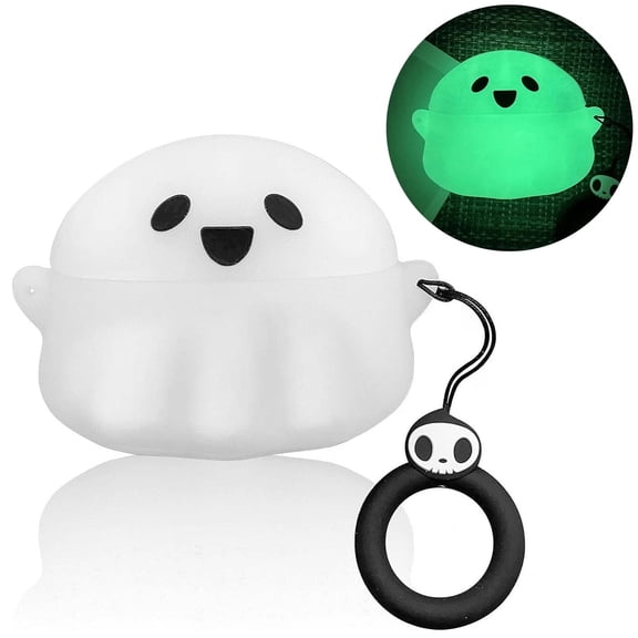 Luminous Ghost Earbud Case for AirPods 4 & AirPods 4 ANC, Glow in The Dark AirPods 4th Generation Cover, 3D Soft Silicone Anime Funny Cute Ghost Case