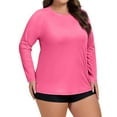 thumbnail image 4 of Women's Plus Size Swim Shirt Long Sleeve Rash Guard UV Protection Sun Shirts UPF 50+ Quick Dry Hiking Fishing Tops Pink 5XL, 4 of 6