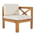 thumbnail image 6 of SYNGAR 5 Piece Patio Sofa Set, Outdoor Conversation Sofa Chairs Set with Coffee Table, Wood Sectional Furniture Set with Beige Cushions, for Backyard, Poolside, Balcony, Deck, Garden, D8130, 6 of 10