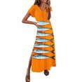 thumbnail image 2 of GaThRRgYP Thermal-Regulation Short Sleeve V-Neck Dress-Cooling Tech,Womens Spring and Summer V-Neck Solid Casual Short Sleeved Long Dress Orange XXXXL, 2 of 4