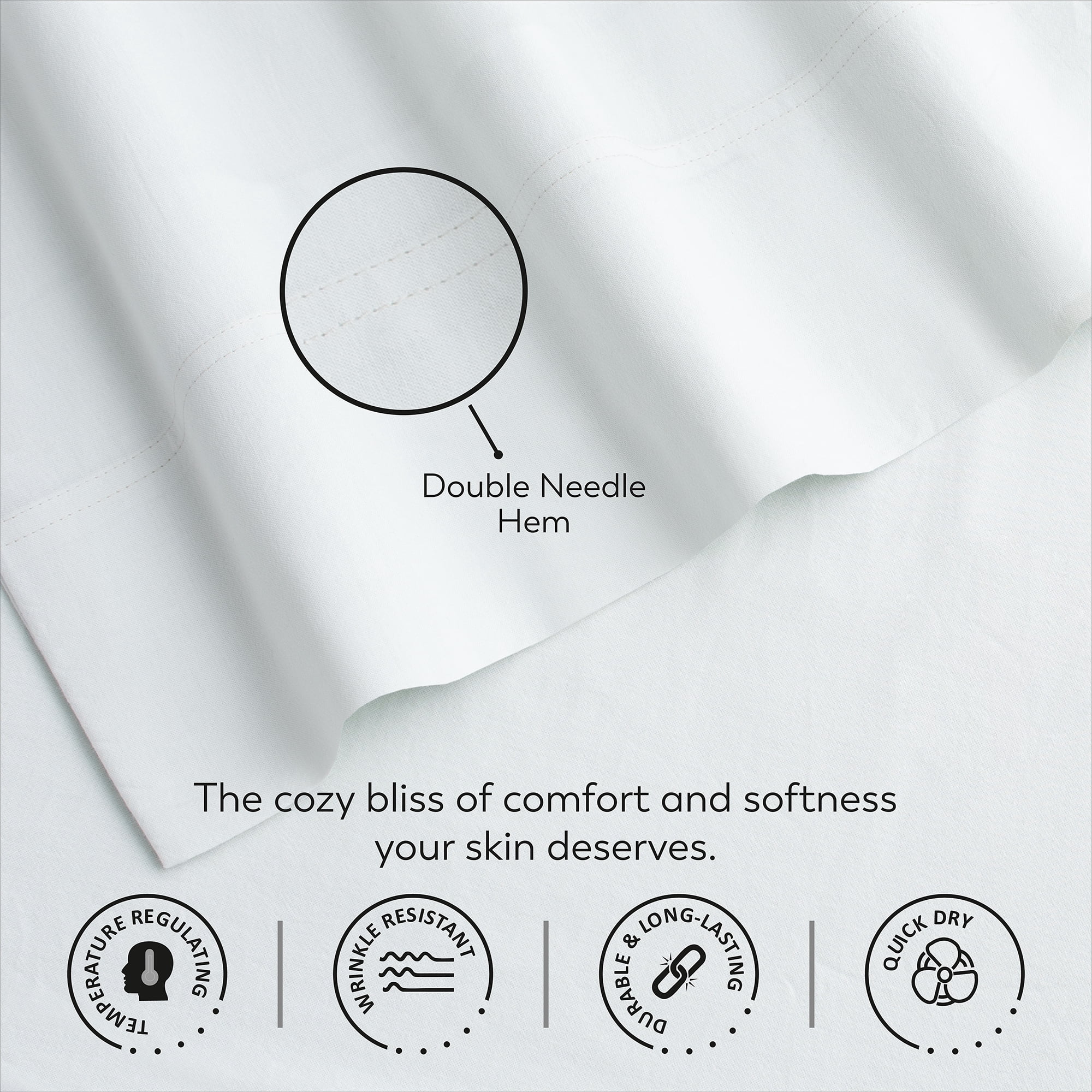 Color Sense Cotton Rich Jersey Bedsheet Set, Super-Soft & Cozy Knitted, 3-Piece Twin White