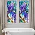 thumbnail image 6 of 2D flat, 1 piece of window sticker, 2D flat purple wisteria flower colored glass pattern PVC electrostatic adsorption window film, home decoration privacy window film for living room, bedroom, kitche, 6 of 9