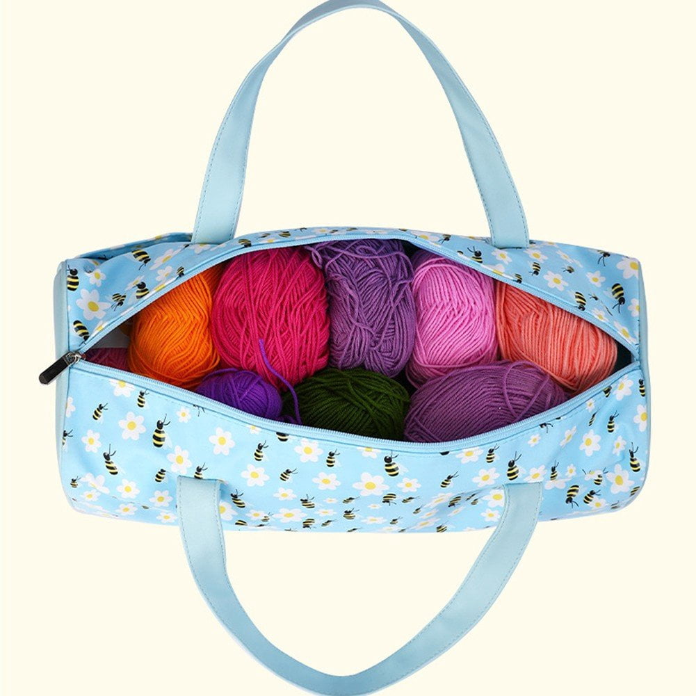 Jiibva Large Capacity Crochet Storage Bag Portable Knitting Bag DIY Yarn Storage Organizer for Yarn and Crochet Hooks Sewing