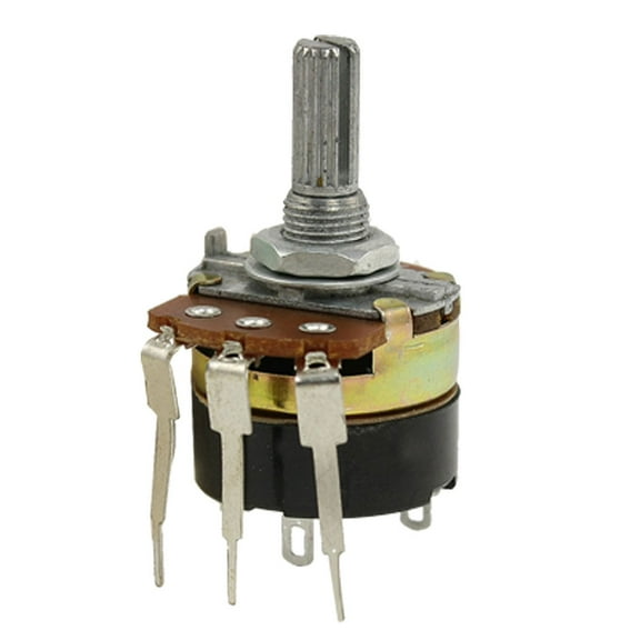 Unique Bargains 6mm Knurled Split Shaft Three Terminal Linear Taper Rotary Potentiometer B500K