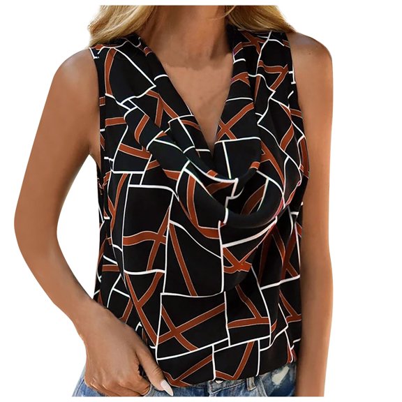 Lolmot Going Out Tops for Women Trendy Vintage Graphic Printed V-Neck Sleeveless Tank Tops Summer Basic Relaxed Fit Vest Tees