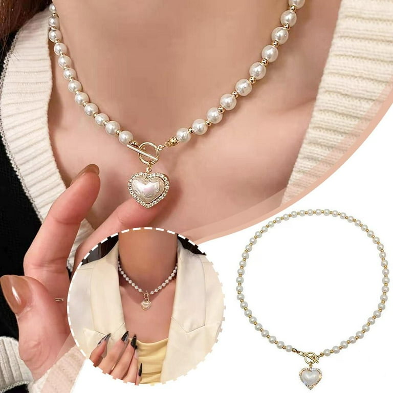 [HAESOOL] 韓国アクセ☆925silver☆Pearl cubic heart Necklace HAESOOL] 韓国アクセ☆925silver☆Pearl cubic heart Necklace