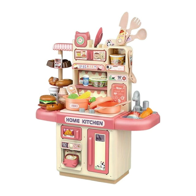 Juego de cocina CUTICAT Juguete de educación temprana con luces Rosa juego de simulación de cocina