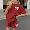 thumbnail image 7 of BRGZLK Cute Outfits For Girls 2 Piece Short Sleeved T-Shirt Shorts Casual Crewneck Shirt and Shorts Matching Two-Piece Set Sweatsuit Summer Clothes For 3-14 Years Old, 7 of 7