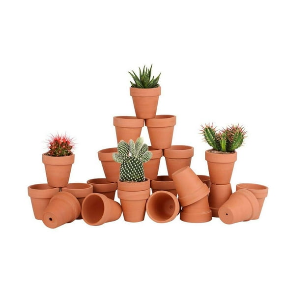 FCFKUK 36pcs Small Mini Clay Pots, 2.5inch Terra Cotta Pot Clay Ceramic Pottery Planter, Succulent Nursery Pot/Cactus Plant Pot, with Drainage Hole, for Indoor/Outdoor Plants, Crafts, Weddin