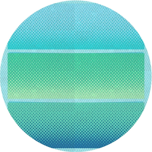 Ahgly Company Machine Washable Indoor Round Transitional Dark Turquoise Green Area Rugs, 5' Round
