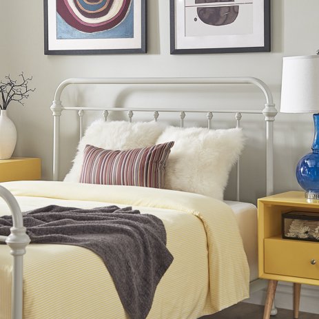 Weston Home Nottingham Spindle Metal King Headboard, Silver Birch