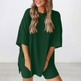 thumbnail image 4 of Women's Two Piece Lounge Set 2025 Summer Casual Oversized Crewneck Shirts Biker Shorts Matching Airport Travel Outfit, 4 of 6