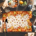 thumbnail image 6 of Thanksgiving Pumpkin Placemats Set of 4 Fall Deciduous Retro Beige Texture Heat Insulated Linen Place Mats, Washable Stain-Proof Table Mats for Dining Tables Holiday Decor 13x19inch, 6 of 9