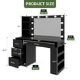 thumbnail image 3 of Uforic Makeup Vanity with 3 Color Lights & Storage Shelves, Modern Vanity Makeup Desk with 4 Drawers & USB Charging Station,Black, 3 of 9