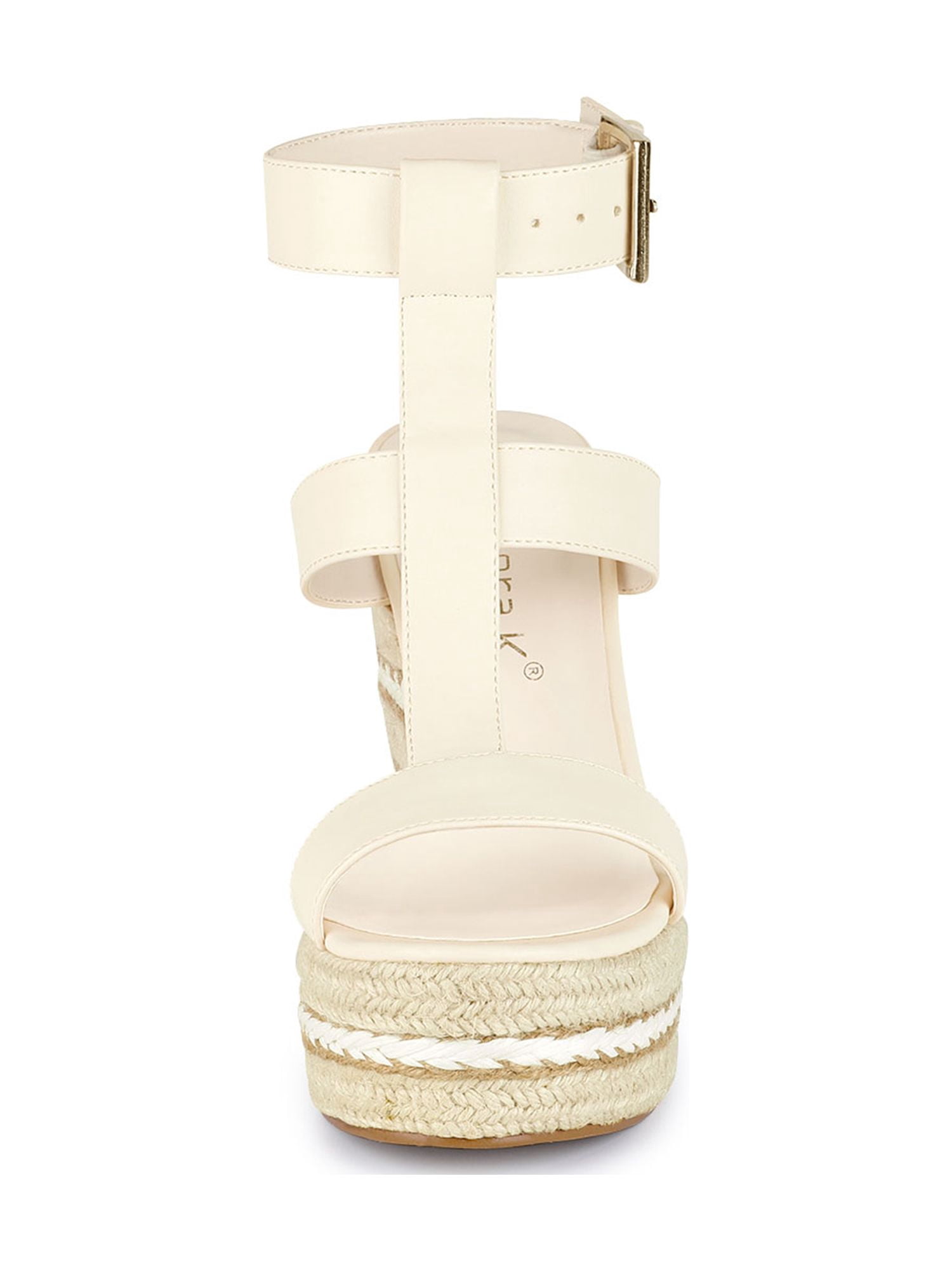 Unique Bargains Women's Strappy Espadrille Wedges Platform Sandals for Fashion Beige 9