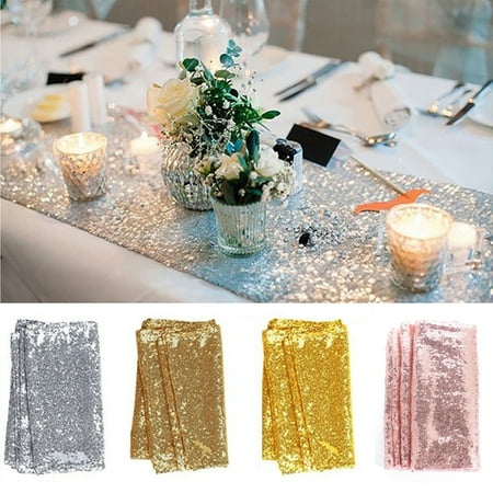 Sequin Table Runners, Glitter Tablecloth Placemats for Wedding Birthday Christmas Party Reception Dinner Event Decorations, Rose