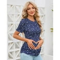 thumbnail image 3 of Maternity Shirts Women's Casual Tops Pregnancy Short Sleeve Striped Ruched Side Tunic Top, 3 of 5