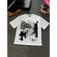 thumbnail image 2 of 【New Arrival】The Dream Started Chasing Me Graphic T-Shirt, Vintage Fingerprint Distressed Crewneck Short Sleeve Tee, Unisex Streetwear Casual Top, 2 of 10