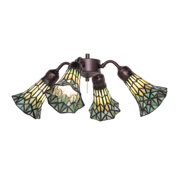 Meyda Tiffany 261516 Stained Glass Pond Lily 19" Wide 4 Light Ceiling Fan Light Kit -