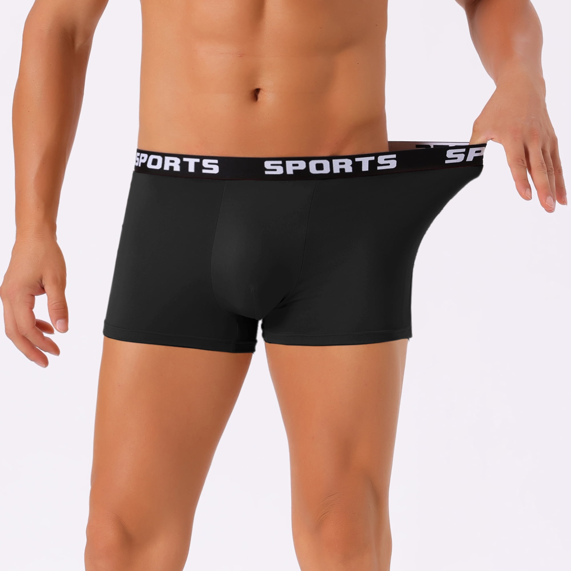 DARING DIVA Men's Lightweight Short Leg Stretch Boxer Briefs 32 Black