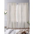thumbnail image 4 of Beige Semi Sheer Curtains 96 Inch Length 2 Panels Set, Farmhouse Simple Abstract Striped Wooden Grain Sheer Kitchen Curtain Privacy Voile Window Curtain for Living Room Bedroom Rod Pocket Drapes, 4 of 7