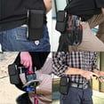 thumbnail image 7 of For Apple iPhone 16 Plus (6.7") Pouch Case Universal Vertical Canvas Built in Credit Card ID Slot and Belt Clip Loop Holster Cell Phone Holder Cover - Black, 7 of 7