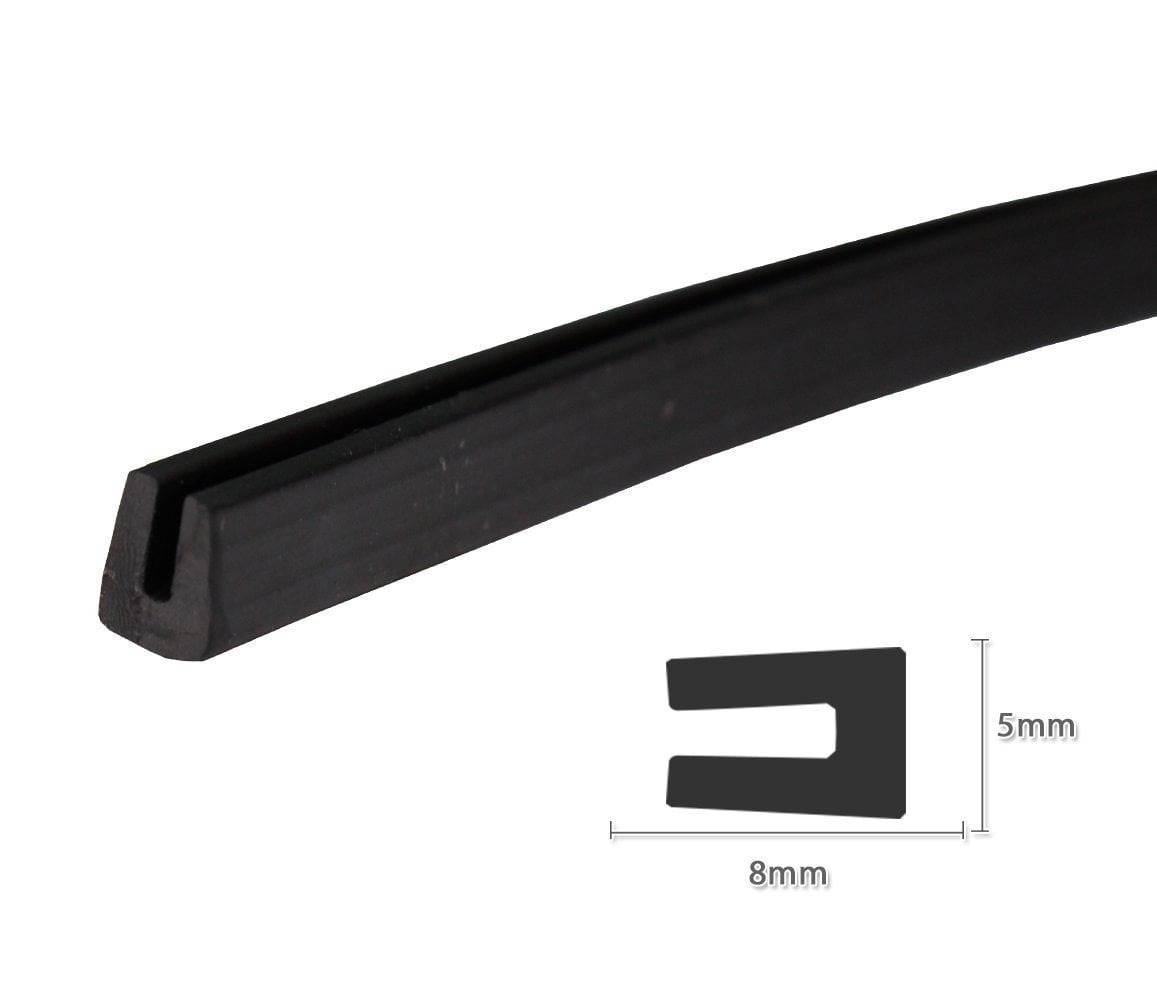 Small black rubber U channel edging trim seal 7 mm x 5 mm car boat caravan 