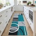 thumbnail image 6 of Garvee Modern Geometric Area Rugs 2'x10' Hallway Rugs, Abstract Washable Rug Non-Slip Soft Indoor Throw Carpet Stain Resistant Rug for Bedroom Kitchen Laundry Bathroom, Blue Green, 6 of 8