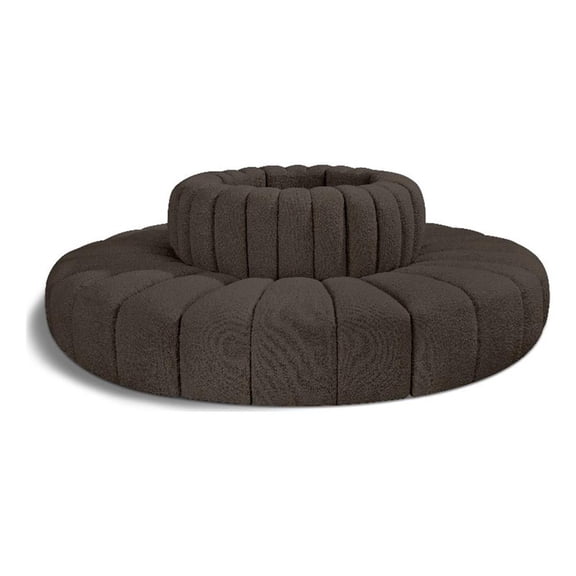 Meridian Furniture Arc Brown Boucle Fabric Modular Sectional