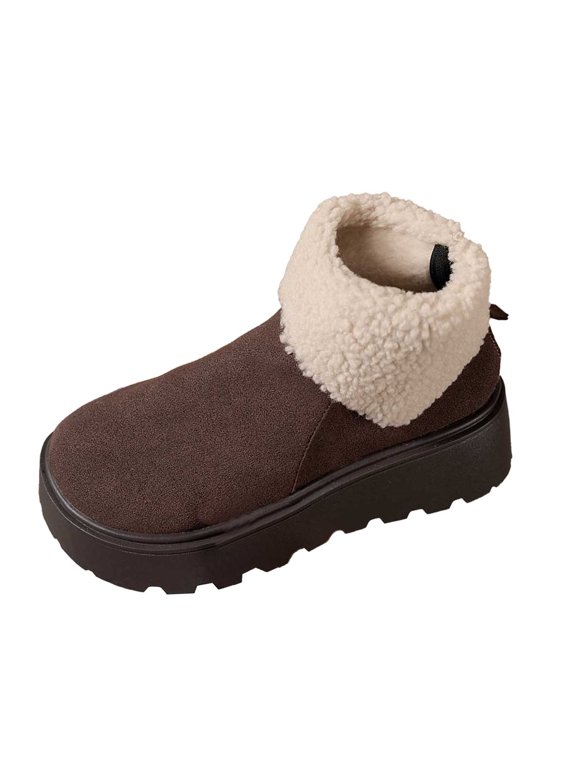 Snow Boots for Men, Winter Shoes for Women 2025 Casual, Fuzzy, Buckle, Western, Bump Toe, Sportswear, Coffee, Size 7.5