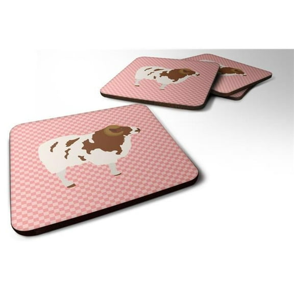 Jacob Sheep Pink Check Foam Coaster, Set of 4