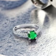 thumbnail image 4 of Gem Stone King 1.40 Ct Green Simulated Emerald E-F Lab Grown Diamond 925 Sterling Silver Engagement Ring (Size 5), 4 of 4