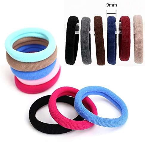 Multicolor Hair Bands Ties Elastics Ponytail holders No Crease Thick Seamless Cotton Stretch Hair Ties Durable Headband for Women&nbsp;(Pack Of 24)