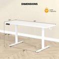 thumbnail image 3 of Costway 63 x 24 Inch Sit Stand Desk Height Adjustable Electric Standing Desk White, 3 of 10
