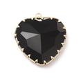 thumbnail image 2 of K9 Glass Pendants Heart Charms with Light golden Tone Brass Findings Faceted Jet 31x28x9mm Hole: 2mm, 2 of 3