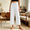 thumbnail image 7 of Hesxuno Women Modal Pajama Pants Elastic Waist Solid Lounge Trousers Loose Fit Staight Wide Leg Summer Bottoms Casual Comfy Breathable Sleep Pant White M, 7 of 7