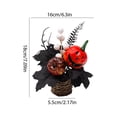 thumbnail image 3 of Halloween Artificial Pumpkin Tabletop Ornamnet, Woven Pot Arrangement with Black Maple Leaves Sunflowers and Berries for Spooky Fall Centerpiece Display, Festive Home Accent, 3 of 7