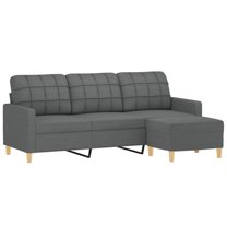 vidaXL Sofa Accent Upholstered 3-Seater Sofa Settee with Footstool Fabric