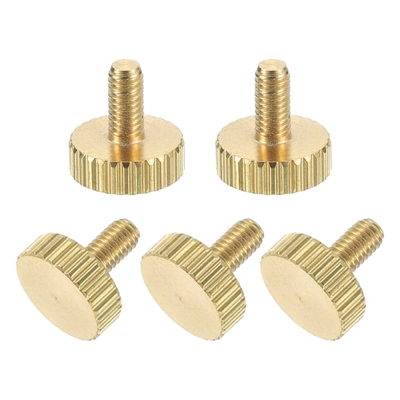 Uxcell 5 Pcs Brass Knurled Thumb Screws M3 x 0.2'' Bolt Knob Fasteners Brass Diamond Knurled Thumb Screws Knobs