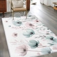 thumbnail image 4 of 2.7x5 Area Rugs, Teal Pink Spring Floral Non-Skid Rubber Backing Large Rectangle Rugs - Living Room Bedroom Home Office, Summer Botanical Watercolor Indoor Floor Mat Carpets Washable Rug, 4 of 9