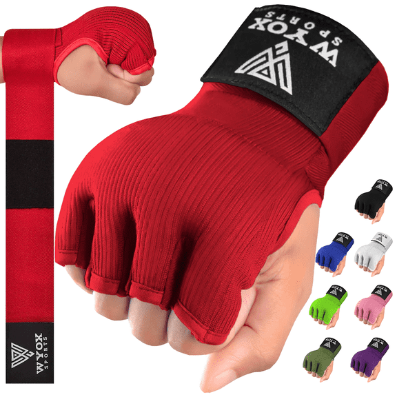 WYOX Gel Boxing Hand Wraps Inner Gloves for Men & Women –Padded Quick Wraps with 80cm/31in Wrist Straps for Muay Thai, MMA, Kickboxing, & Martial Arts – Breathable Fingerless Workout Gloves