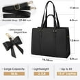 thumbnail image 2 of Waterproof PU Leather Laptop Bag for Women 15.6 inch Tote Briefcase Professional Work Bag Black, 2 of 7