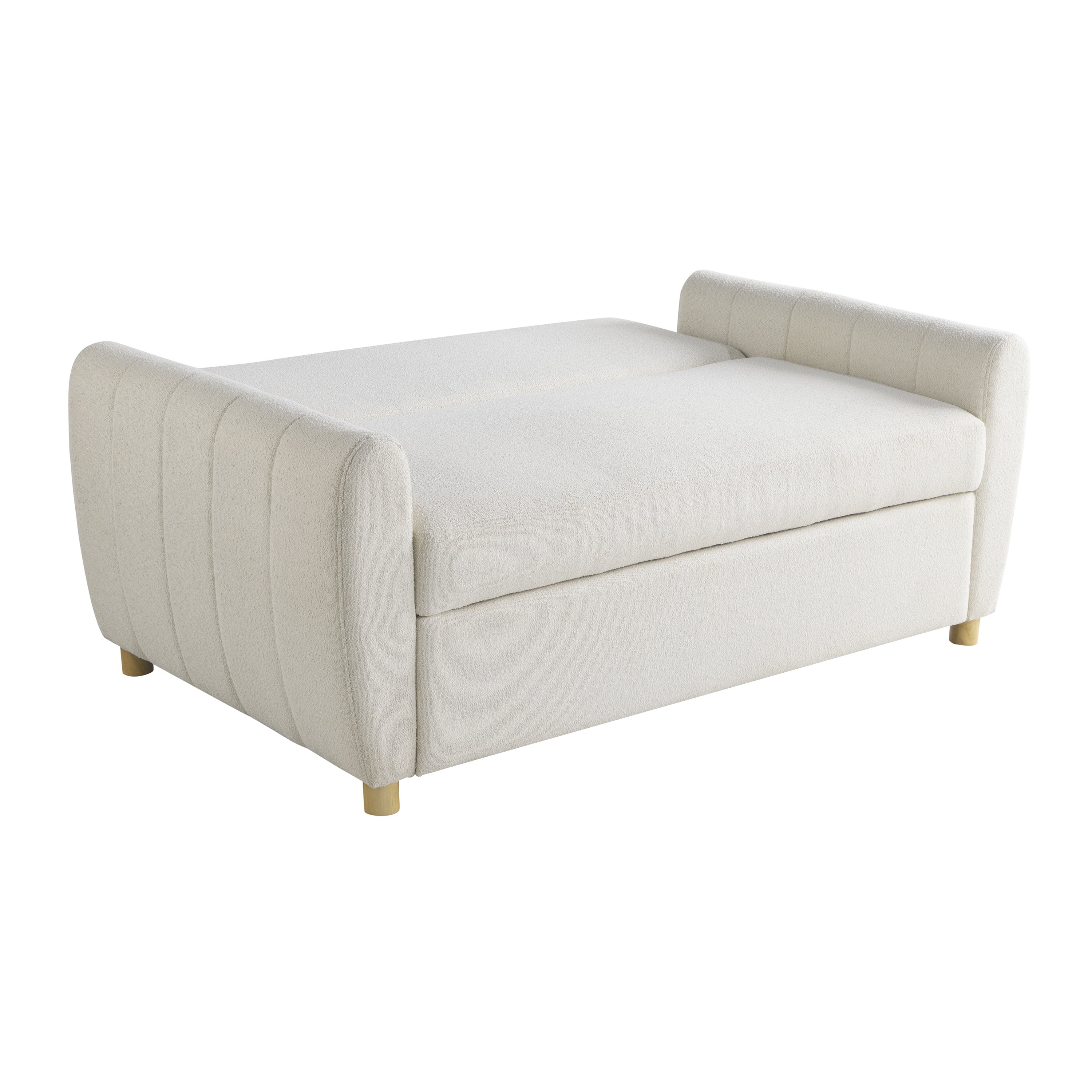Serta Grant Scandinavian Convertible Loveseat with Full Size Sleeper, Ivory Boucle Fabric