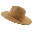 thumbnail image 7 of Wide Brim Suede Fedora Hats Unisex Classic Panama Hat Solid Retro Fedora, 7 of 7