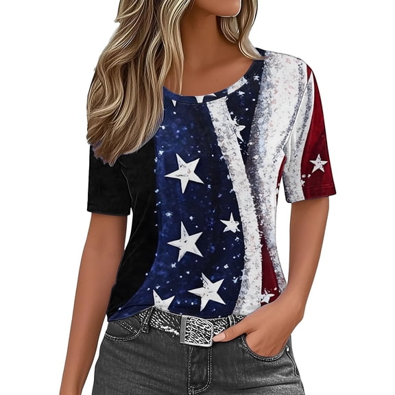 Dyfzdhu 250th Anniversary Usa Shirt T Shirts For Women Fashion Graphic Tees 4Th Of July V Neck American Flag Button Short Sleeve Independence Summer T Shirt
